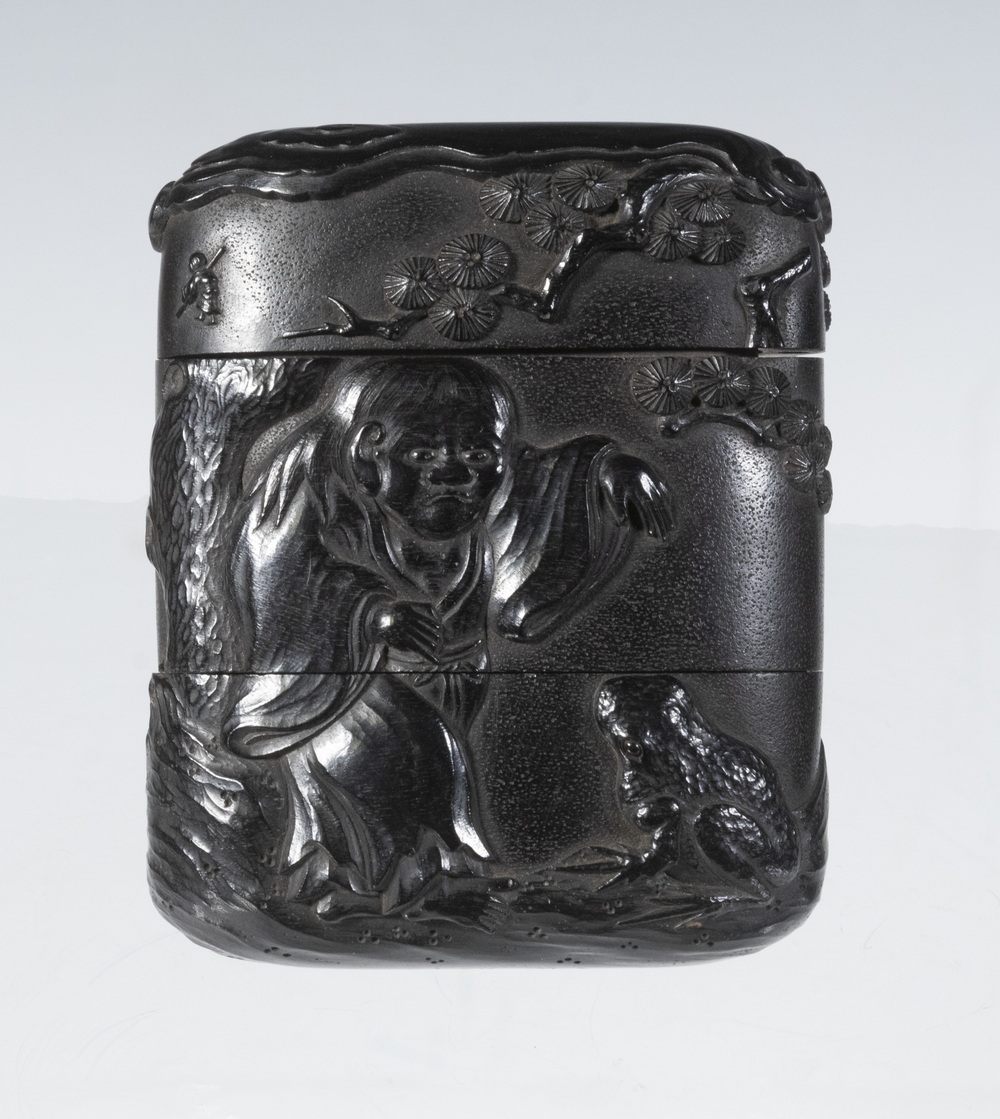 MEIJI PERIOD THREE-PART INRO Carved