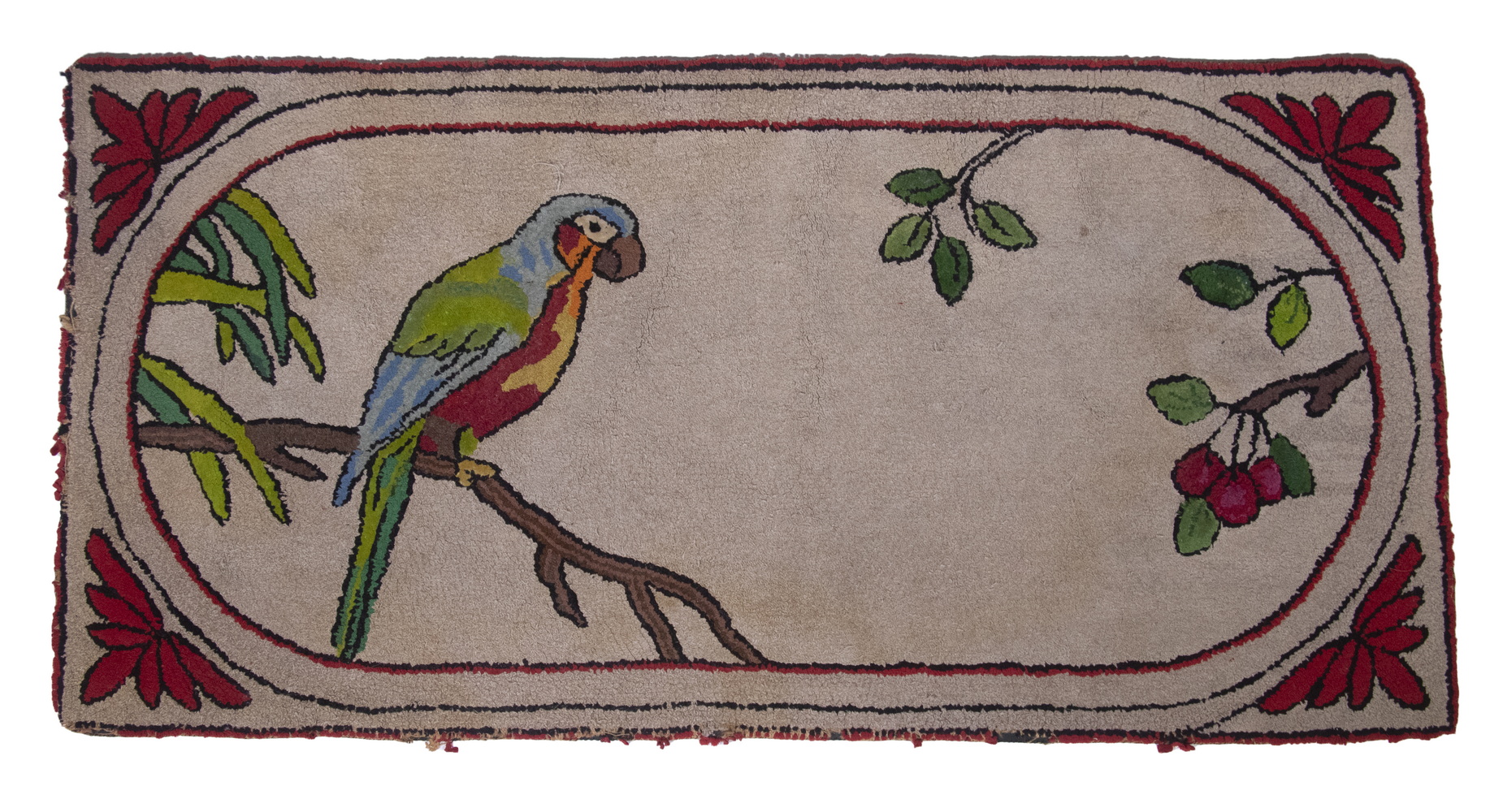 PARROT HOOKED RUG 27 3 4 X 56 3025a9