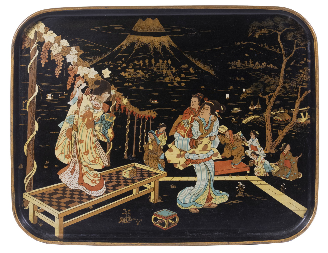 JAPANESE LACQUERED TRAY Vintage 3025bc