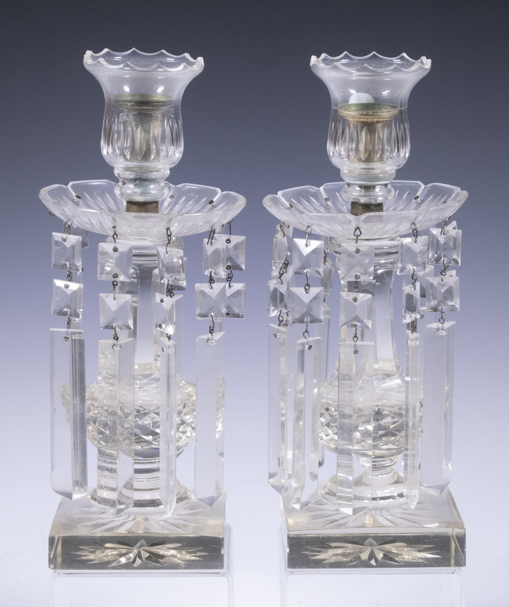 PAIR OF CRYSTAL CANDLE LUSTRES