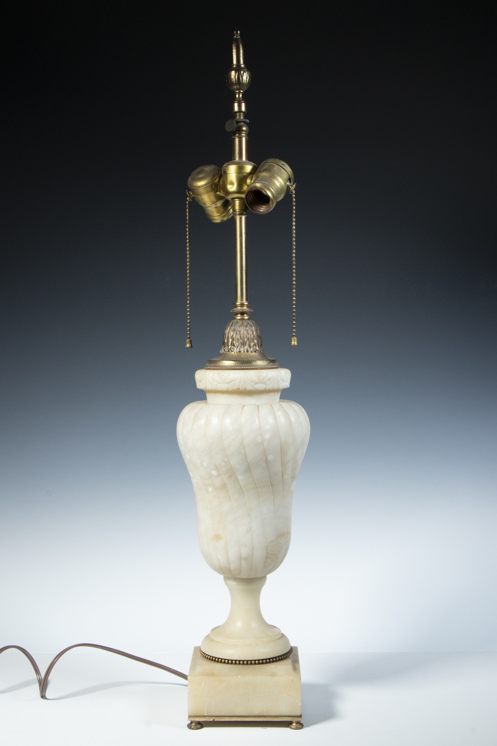 ALABASTER TABLE LAMP Vintage Carved 3025cd