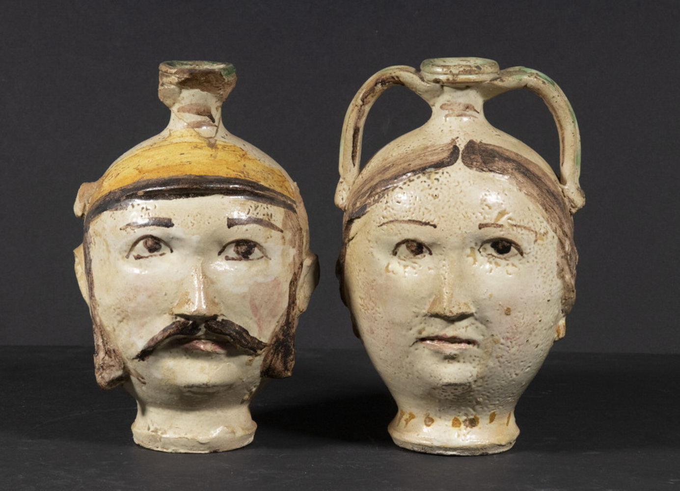 PR CONTINENTAL ART POTTERY FACE JUGS