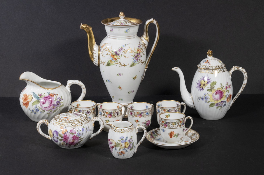 (11 PCS) HAND PAINTED GERMAN PORCELAIN