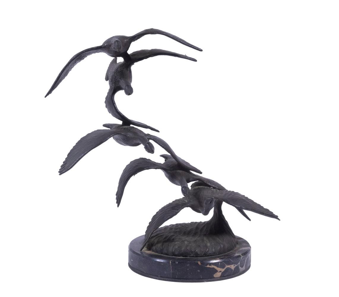 BRONZE FLYING GEESE SCULPTURE SIGNED