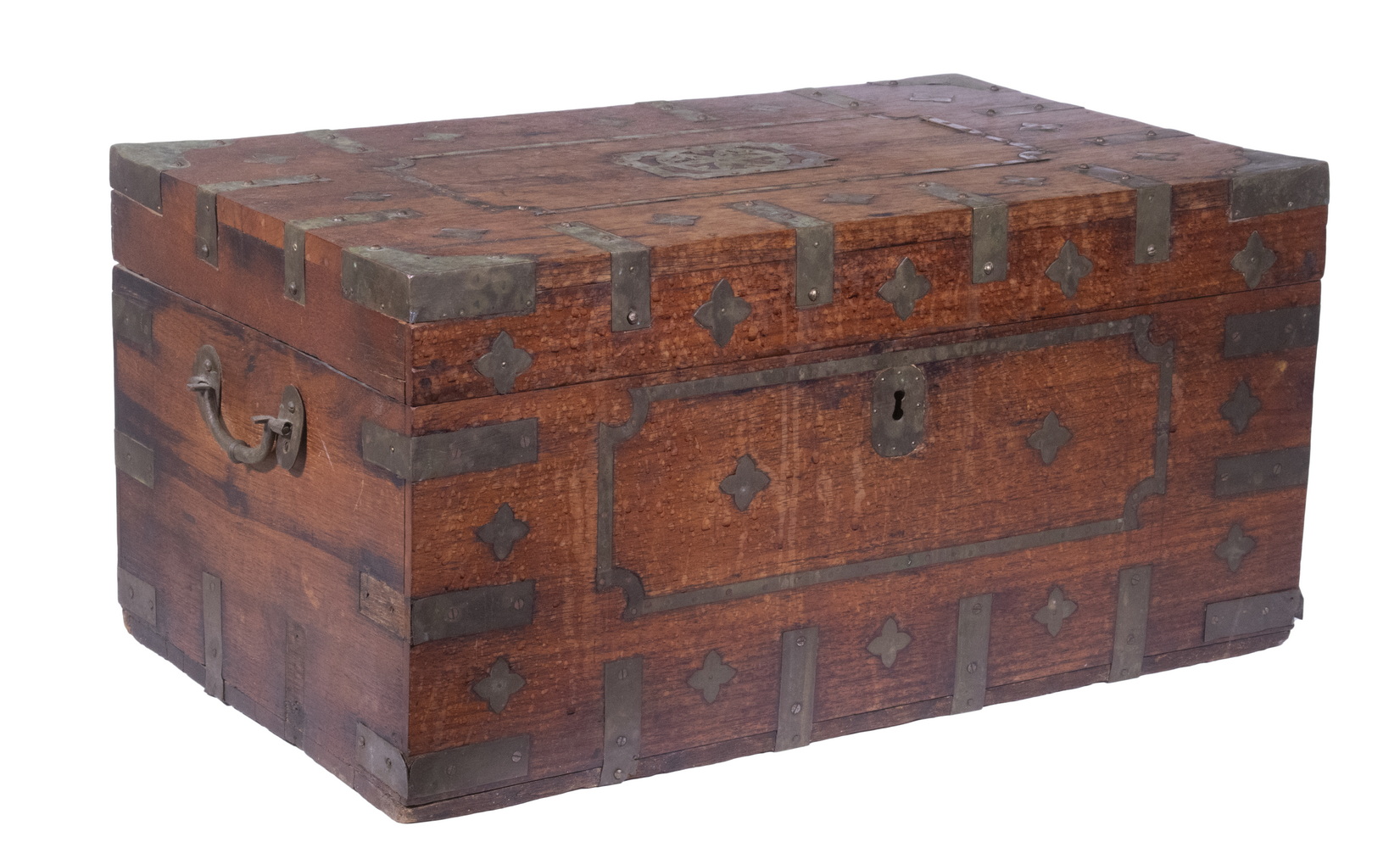 CHINESE TEAK SECRETARY TRUNK 19th