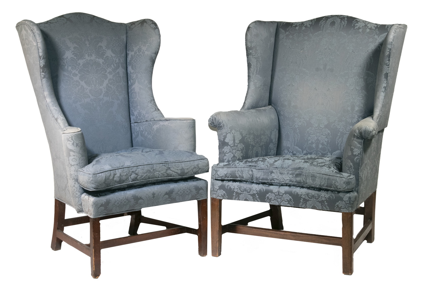 TWO SIMILAR PERIOD BLUE UPHOLSTERED 302662