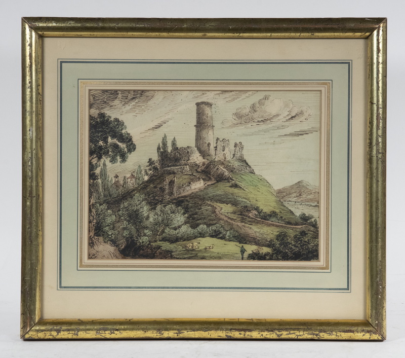 19TH C. GERMAN DRAWING OF CASTLE