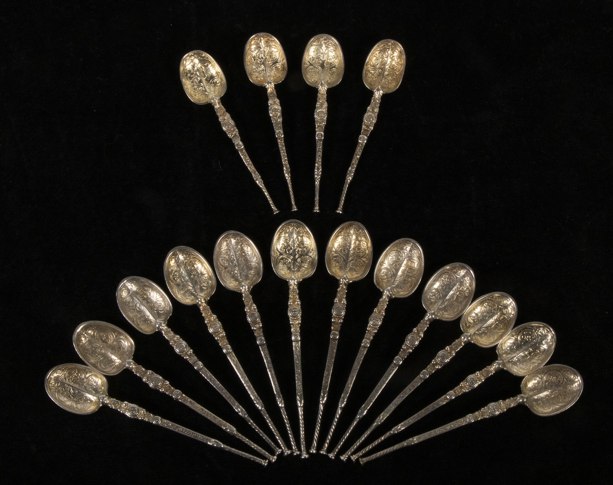  16 ENGLISH SILVER DEMITASSE SPOONS 3026fc