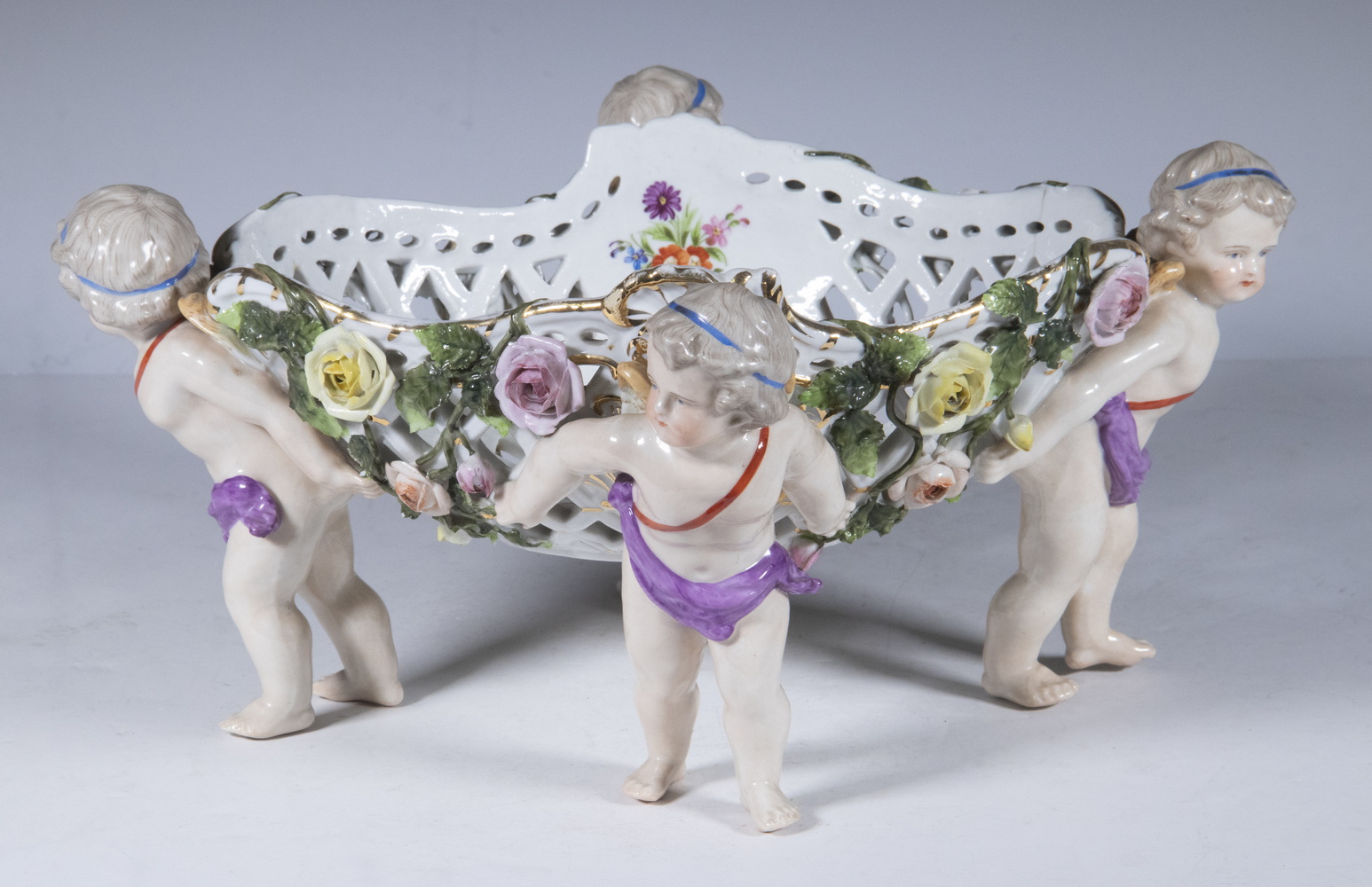 GERMAN PORCELAIN BASKET FORM CENTERPIECE