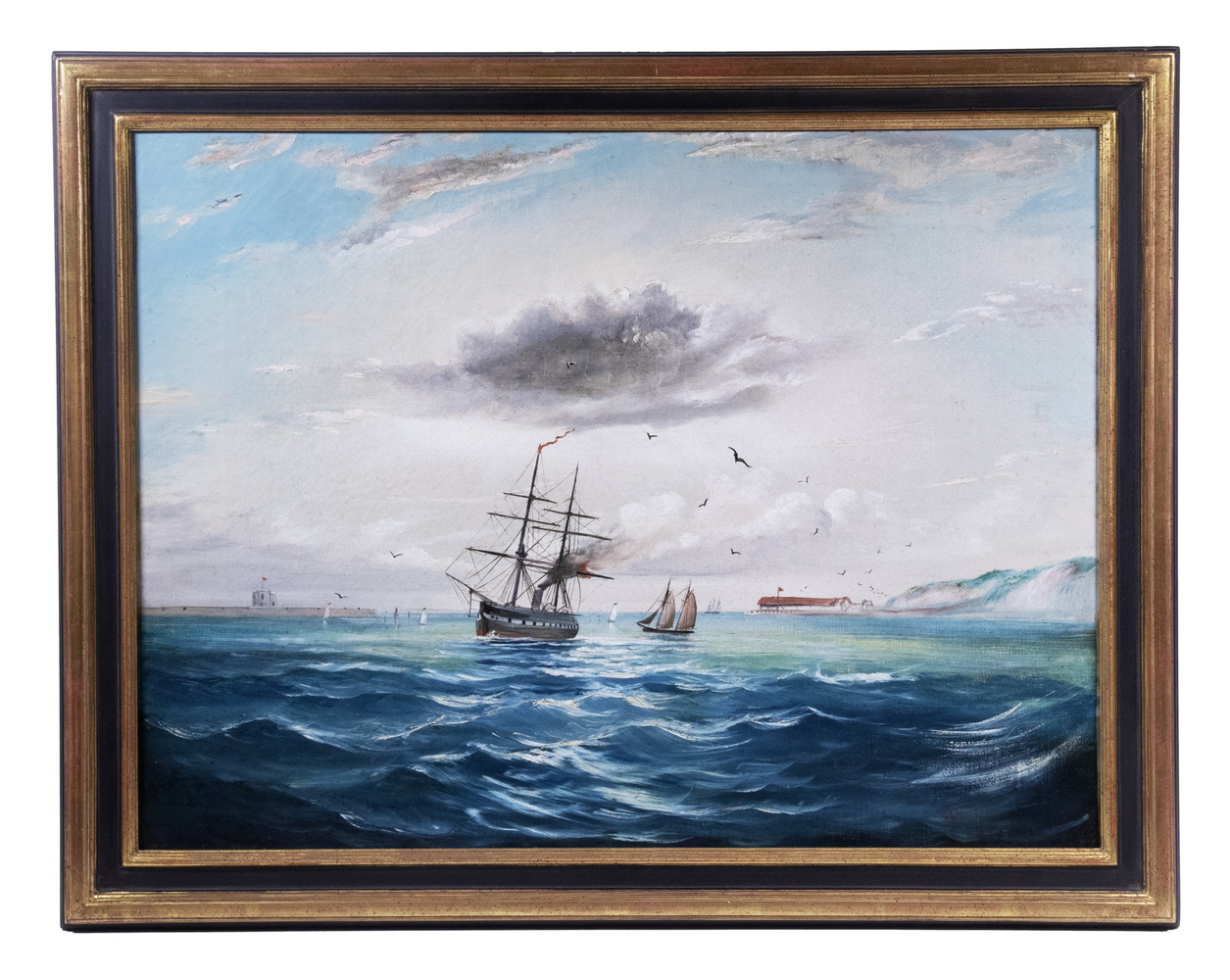 1880 MARITIME PAINTING SIGNED J S  30279a