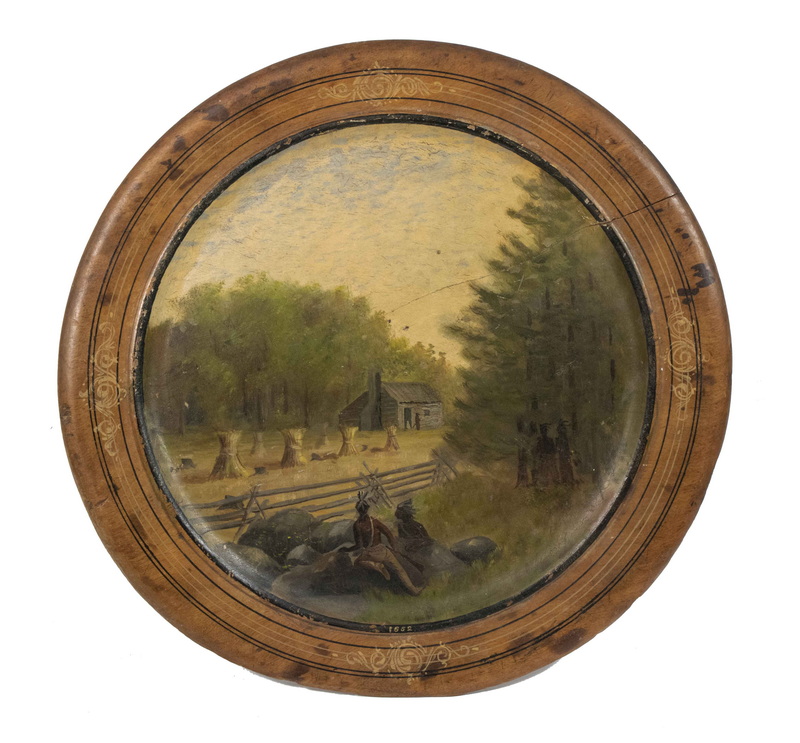 PRE-CIVIL WAR FOLK ART LANDSCAPE PAINTED