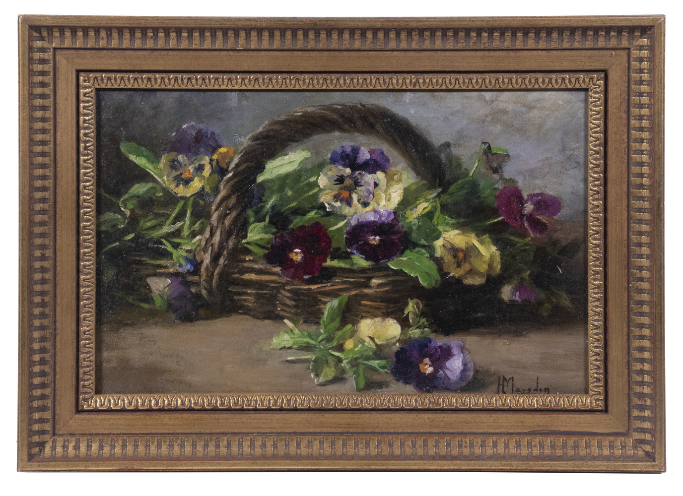 C 1900 FLORAL STILL LIFE Basket 3027b9