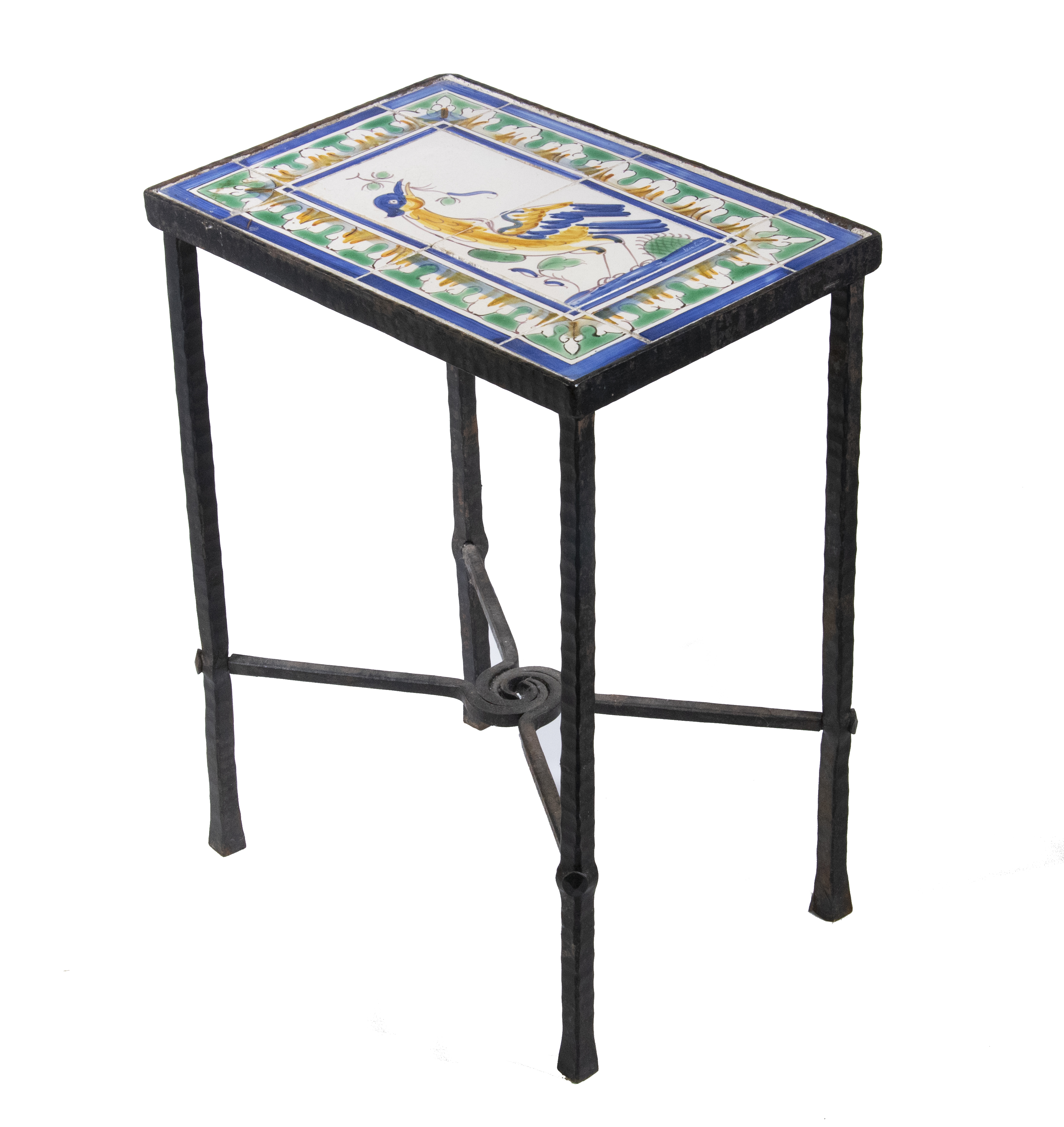 WROUGHT IRON TILE TOP TABLE Circa