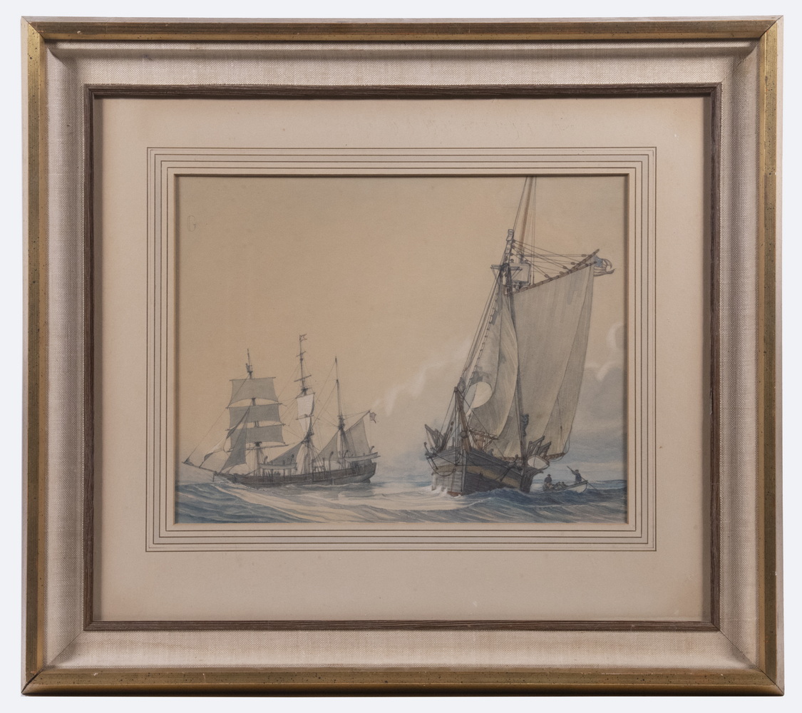 MERCHANT SHIPS PAINTING American 3027e6