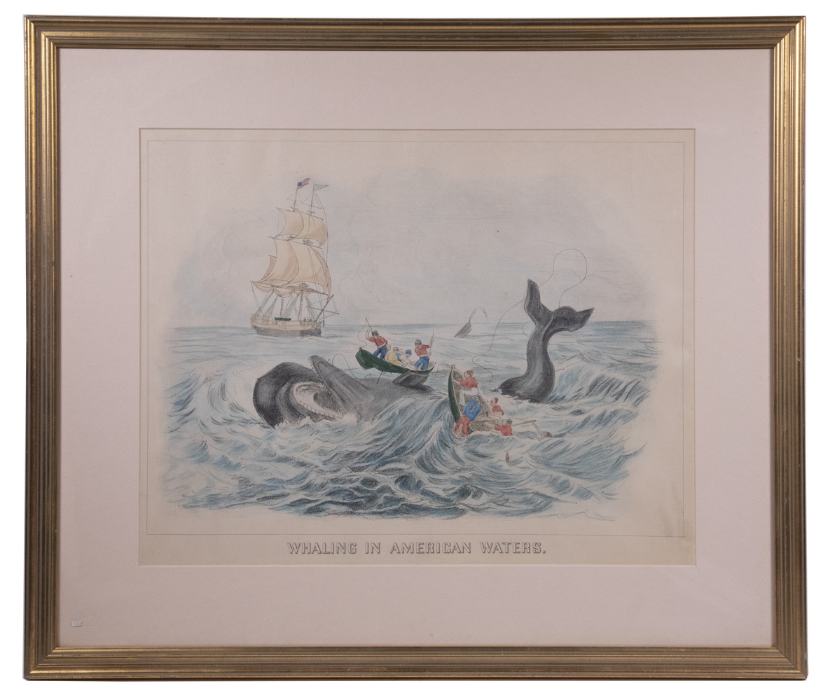 "WHALING IN AMERICAN WATERS" PHOTOLITHO