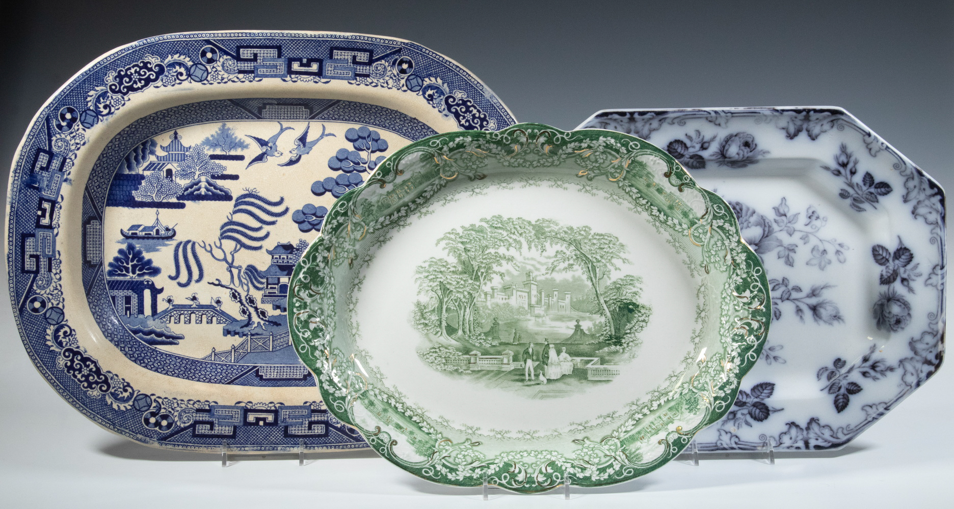 ASSORTED EARLY STAFFORDSHIRE PLATTERS 302849