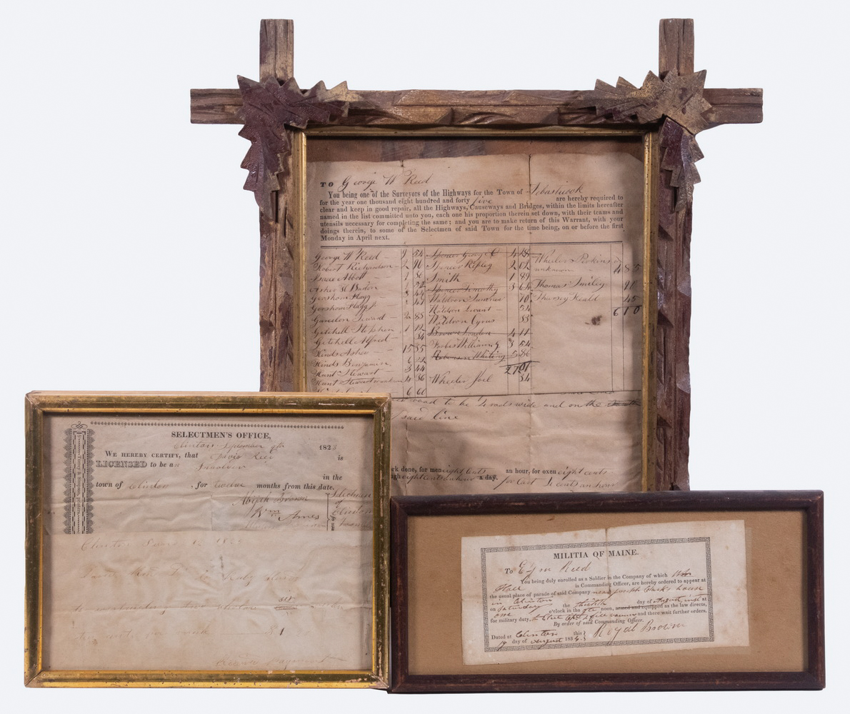 (3) EARLY FRAMED DOCUMENTS 1820'S-40'S