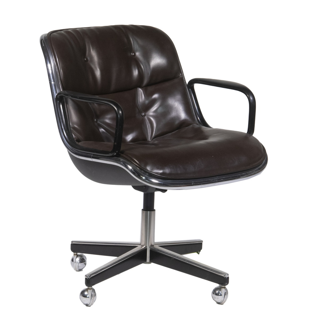 KNOLL BROWN LEATHER OFFICE CHAIR