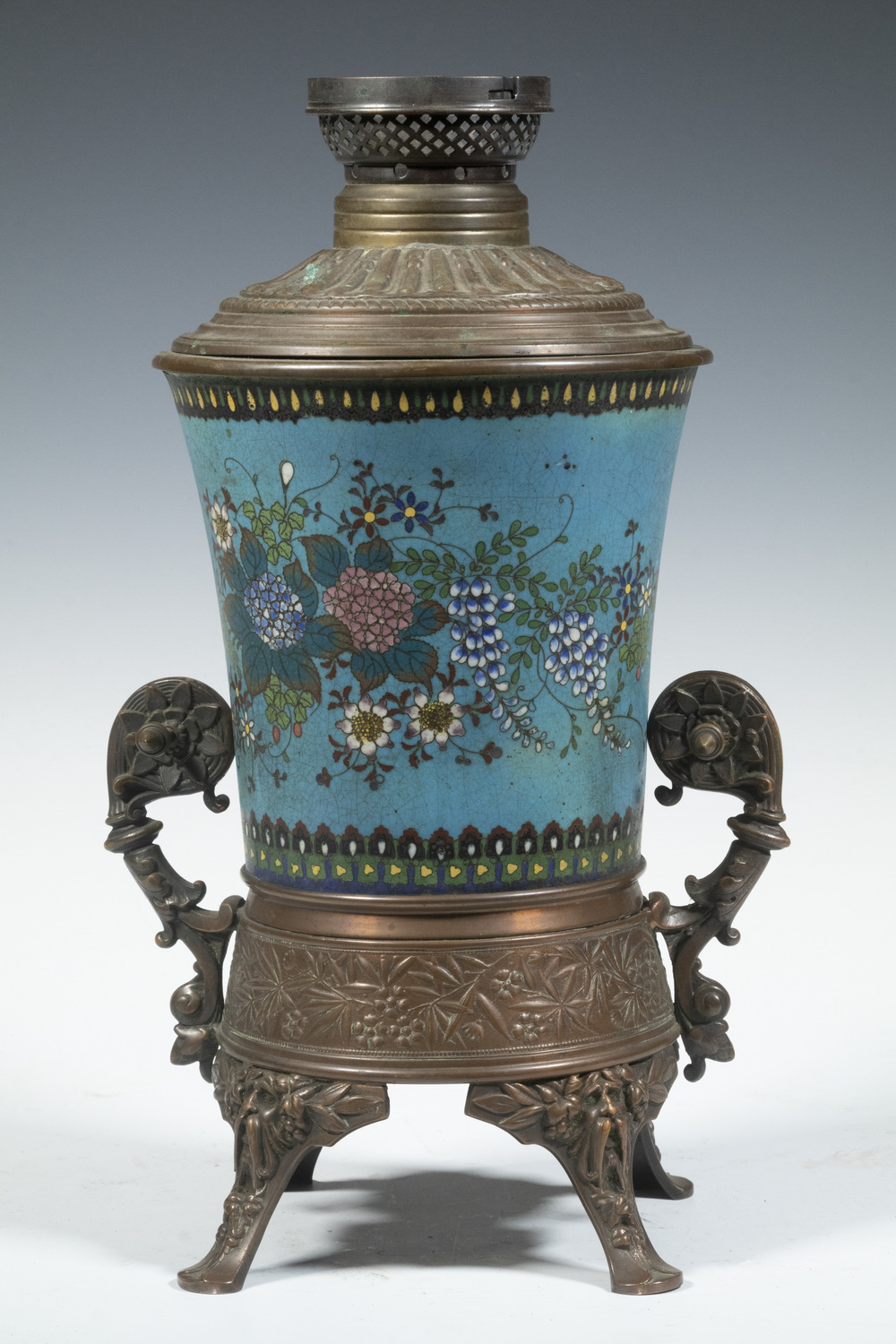 CHINESE CLOISONNE OIL LAMP Late