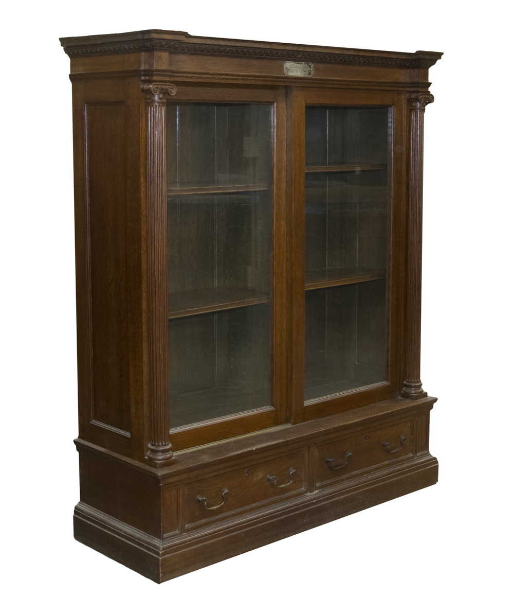 BOWDOIN COLLEGE OAK BOOKCASE Mid-19th