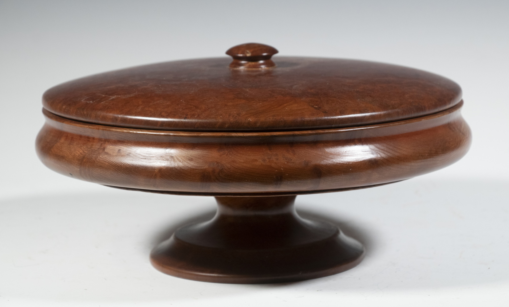 BURL WOOD LIDDED PEDESTAL BOWL 3029ab