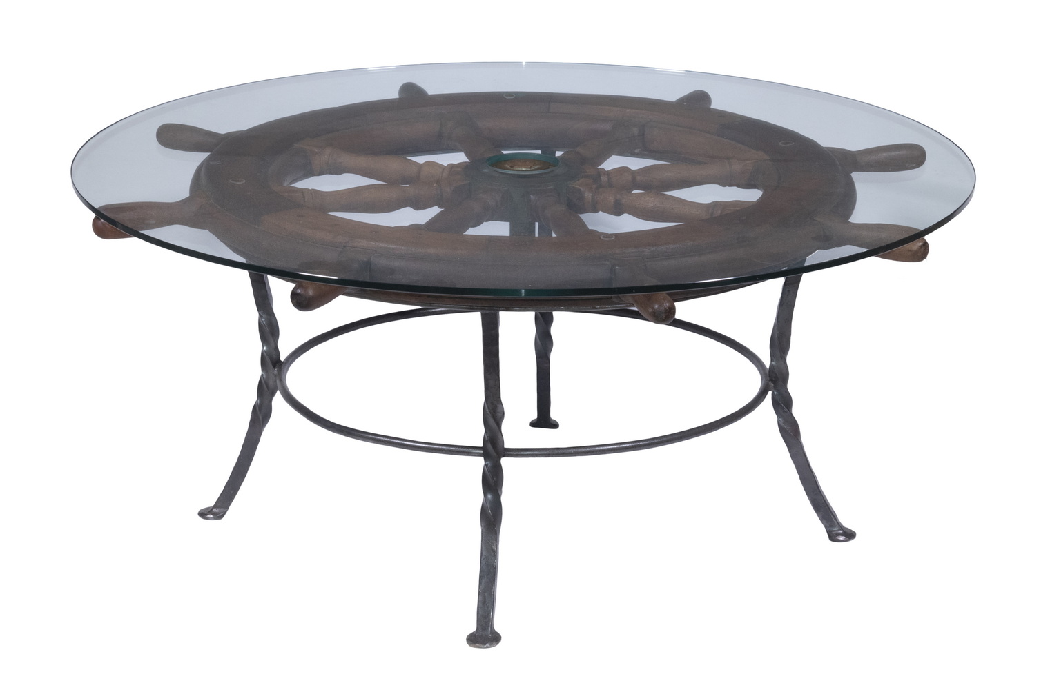 SHIPS WHEEL COFFEE TABLE Mahogany 8-Spoke