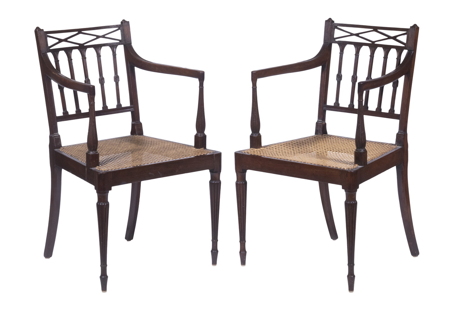 PR MAHOGANY CANE SEAT ARMCHAIRS 302a43