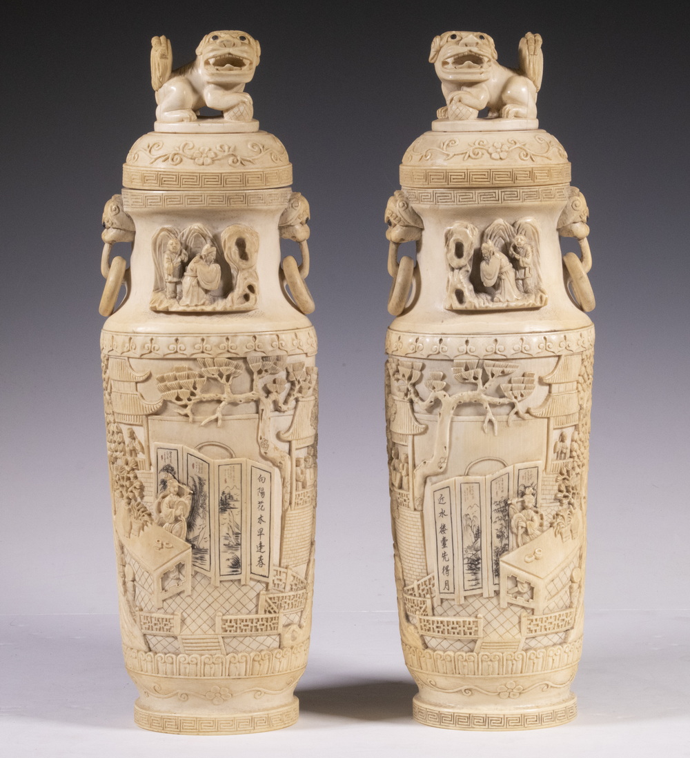 19TH C PAIR OF LARGE CHINESE IVORY 302ae1