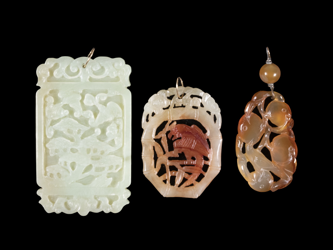 (3) CHINESE JADE PENDANTS Including: