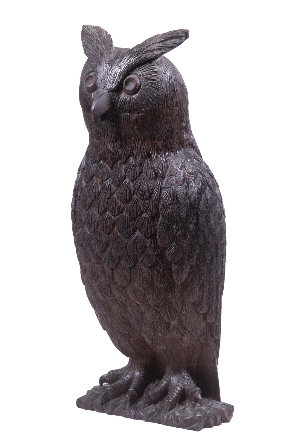 CARVED WOODEN OWL Vintage Full Size 302b3a