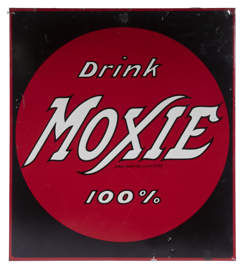 VINTAGE TIN MOXIE SIGN Mid-20th c. Square