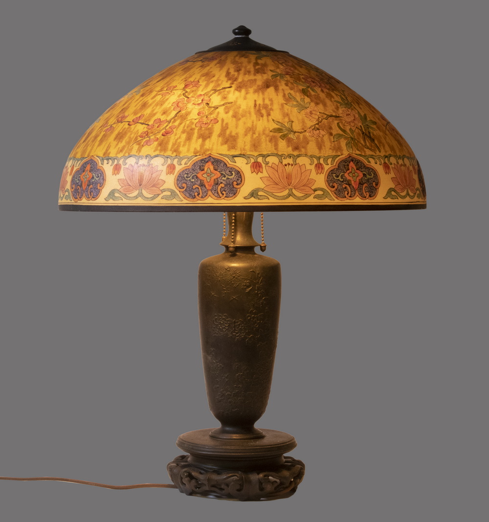 HANDEL BRONZE LAMP WITH PAINTED 302bda