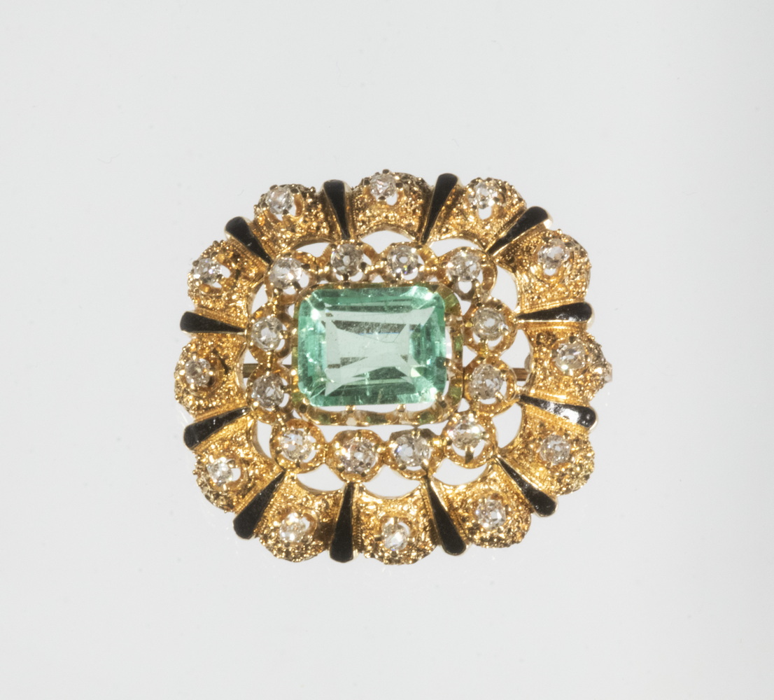 HANDMADE ANTIQUE 18K GOLD EMERALD 302c4d