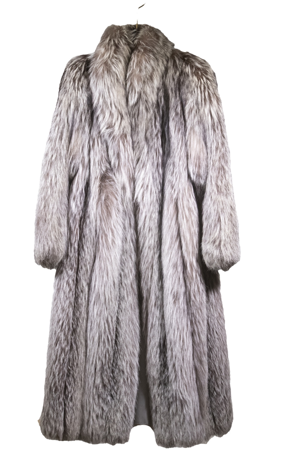 LADIES FULL LENGTH SILVER FOX COAT With