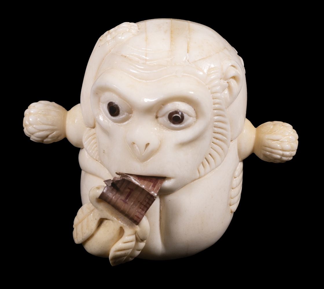 CIRCA 1920 CARVED IVORY SEATED