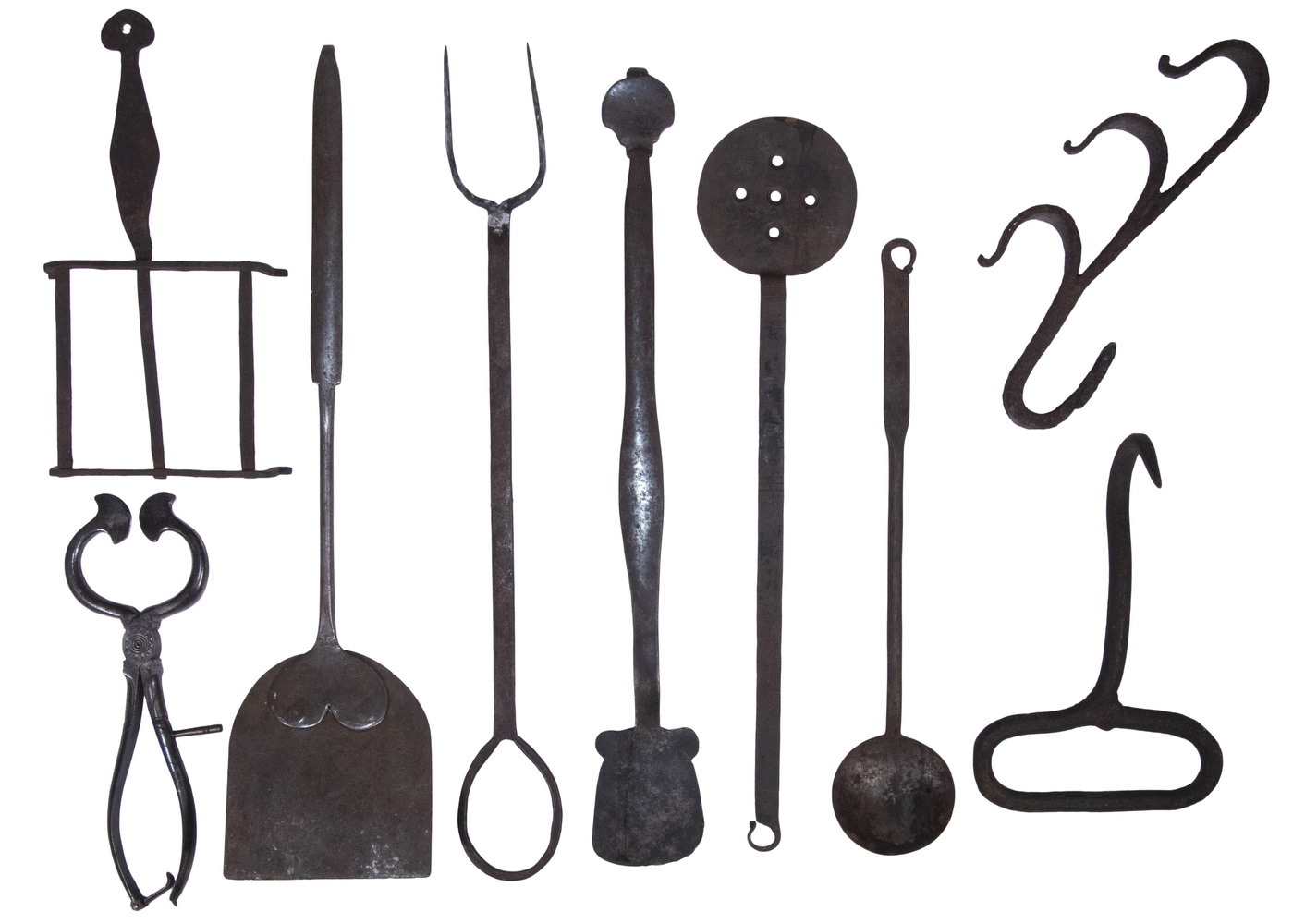 EARLY IRON COOKING TOOLS (9) 18th