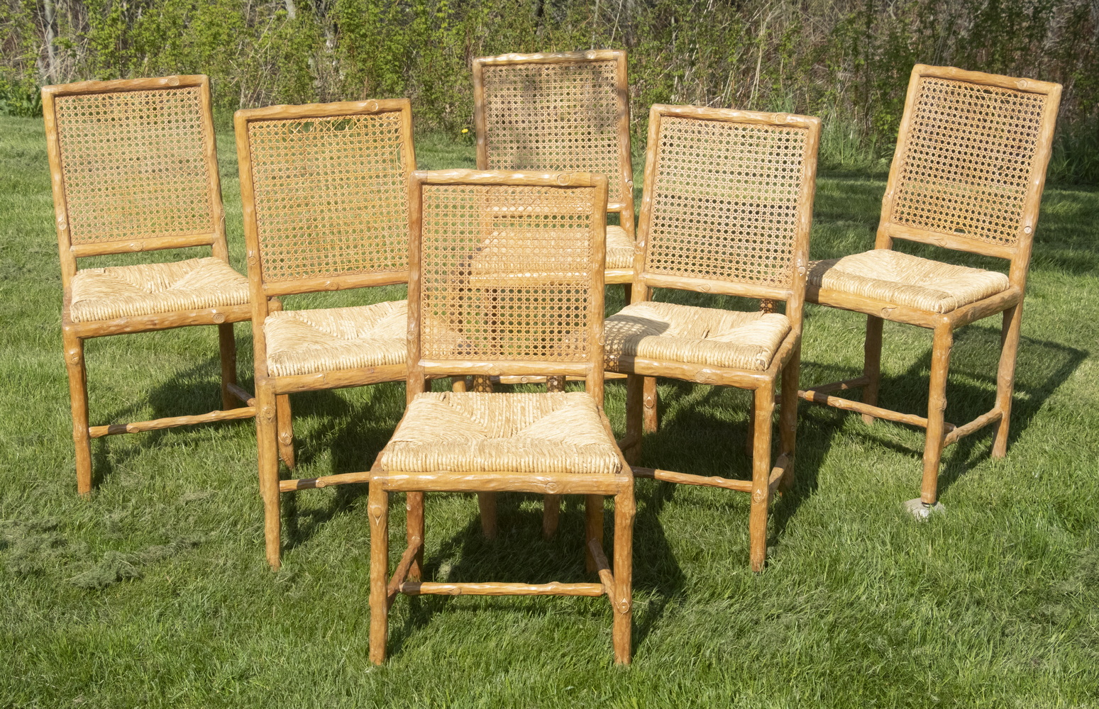 RUSTIC CANE BACK SIDE CHAIRS Set