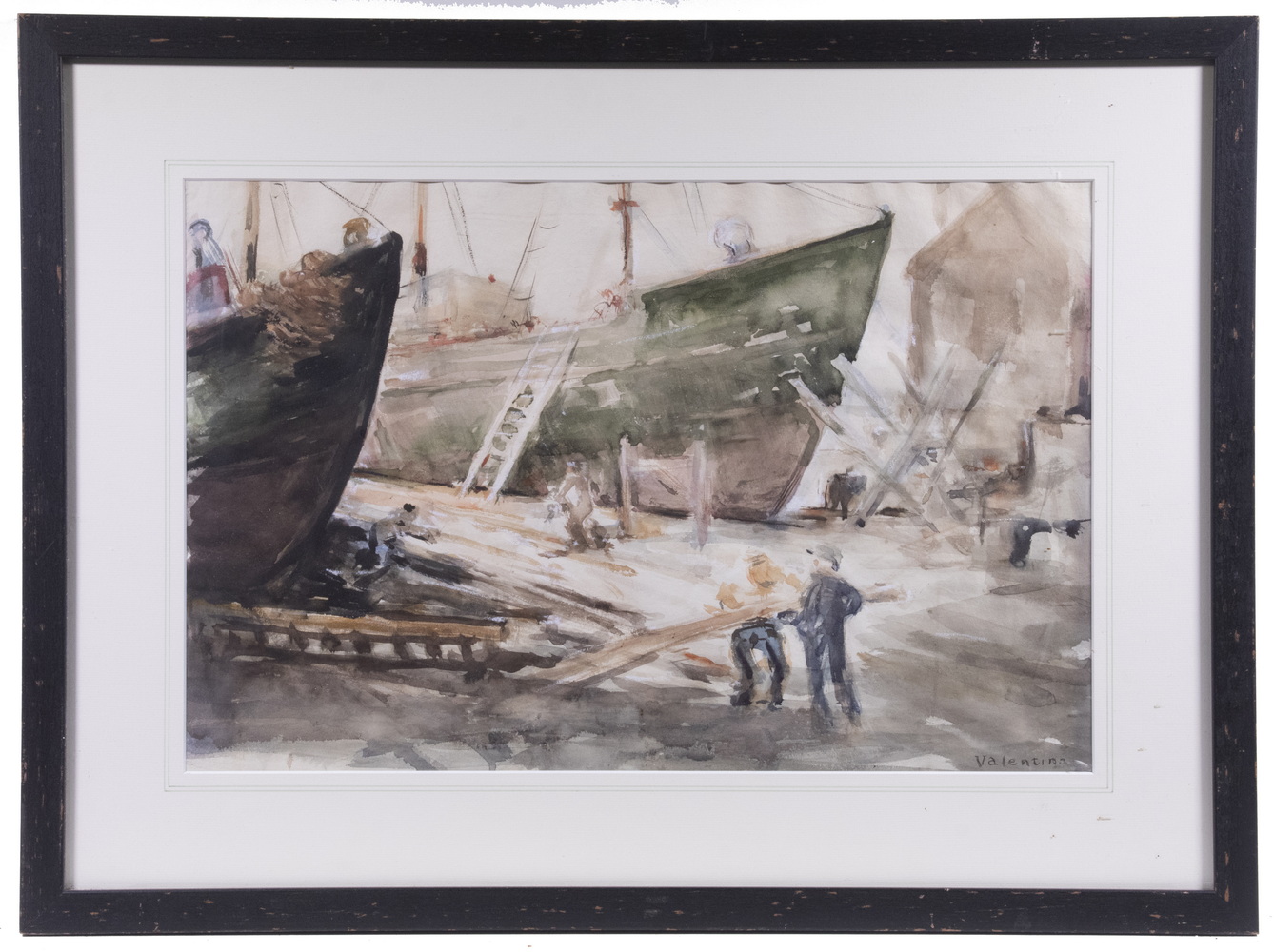 MARINE WATERCOLOR SIGNED VALENTINE  302d87