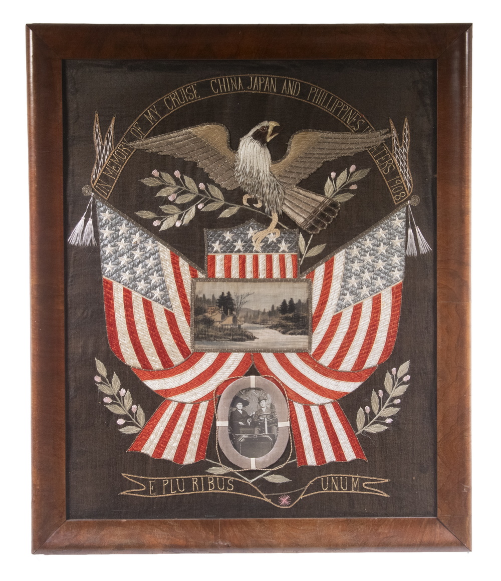 US EAGLE SILKWORK WITH PAINTING