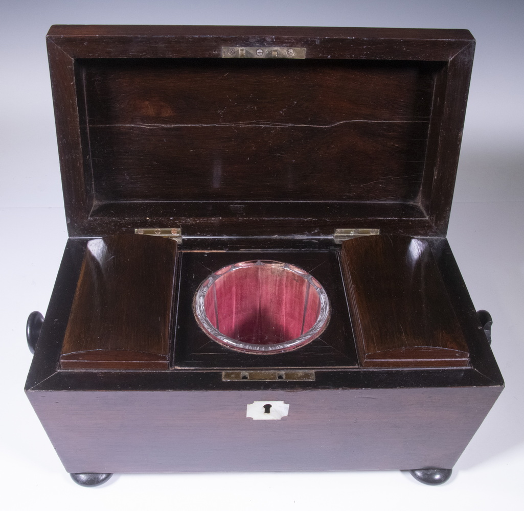 REGENCY ROSEWOOD TEA CADDY Early