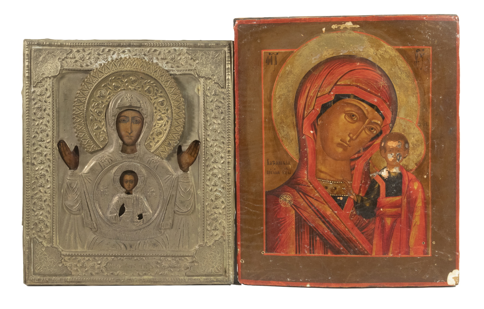 (2) 19TH C. RUSSIAN ICONS OF MADONNA