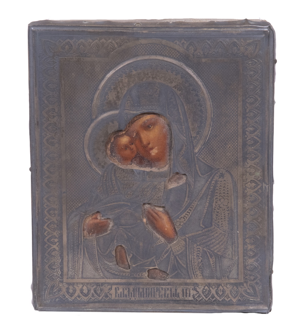 SMALL RUSSIAN ICON WITH SILVER 302f09