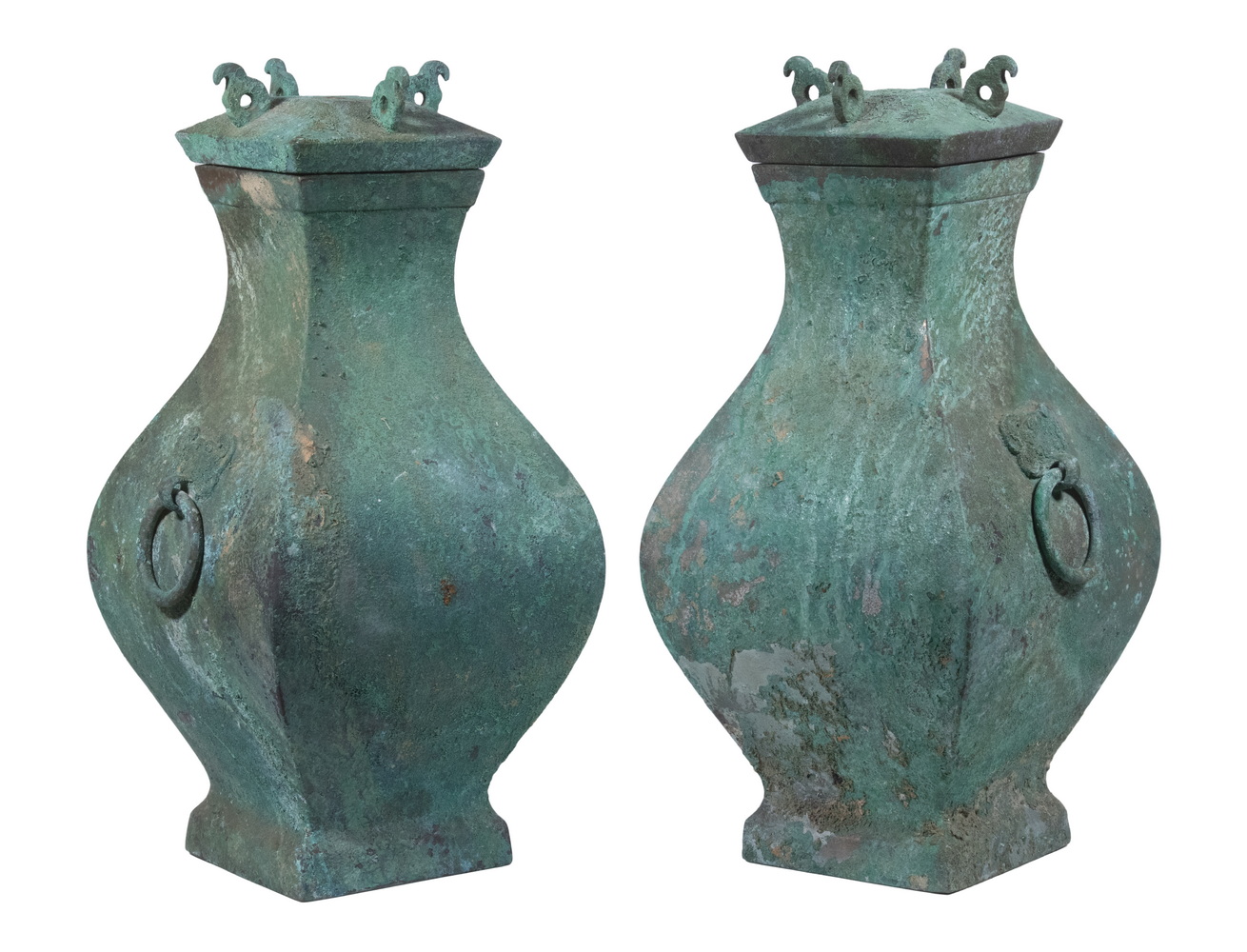 PR OF CHINESE LARGE PATINATED BRONZE