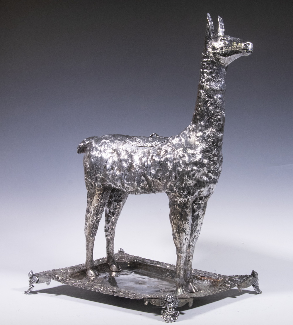 SOUTH AMERICAN SILVER LLAMA FIGURE 302fcf