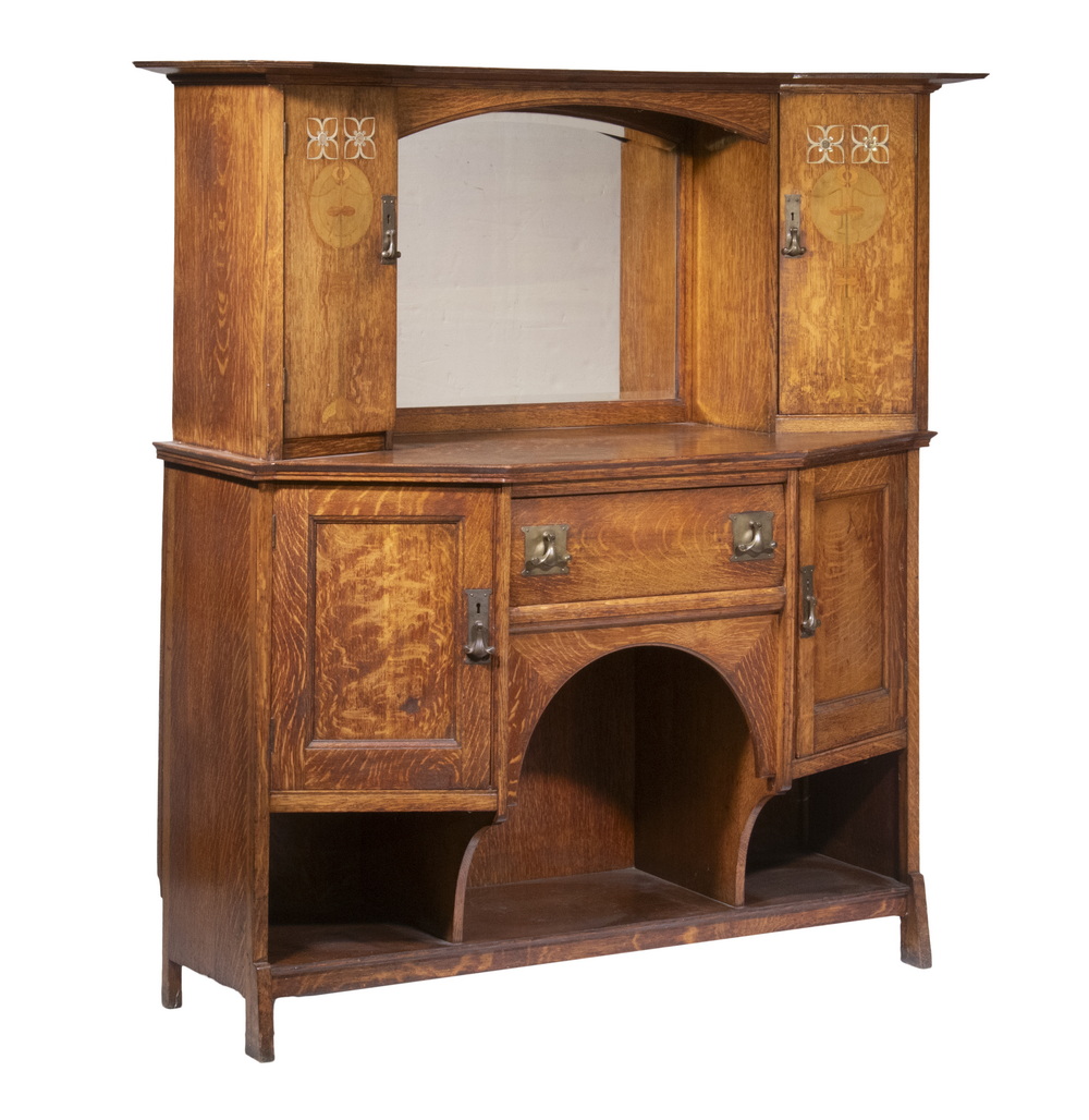 ARTS CRAFTS INLAID OAK SIDEBOARD 303038