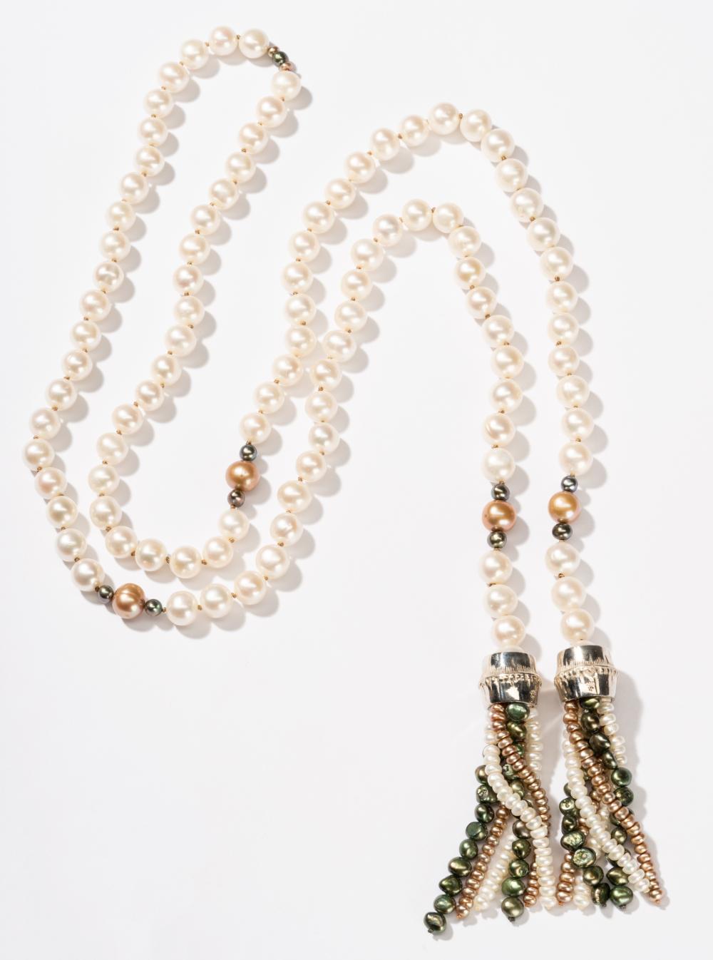 CULTURED PEARL SAUTOIR TASSEL NECKLACE