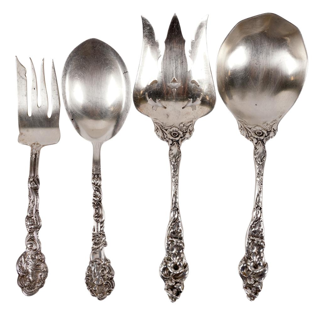 TWO PAIRS OF STERLING SERVING PIECESthe