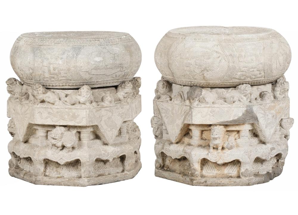 PAIR OF CHINESE STONE TEMPLE CARVINGSeach 303102