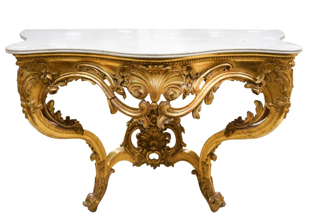 ROCOCO-STYLE GILTWOOD AND MARBLE