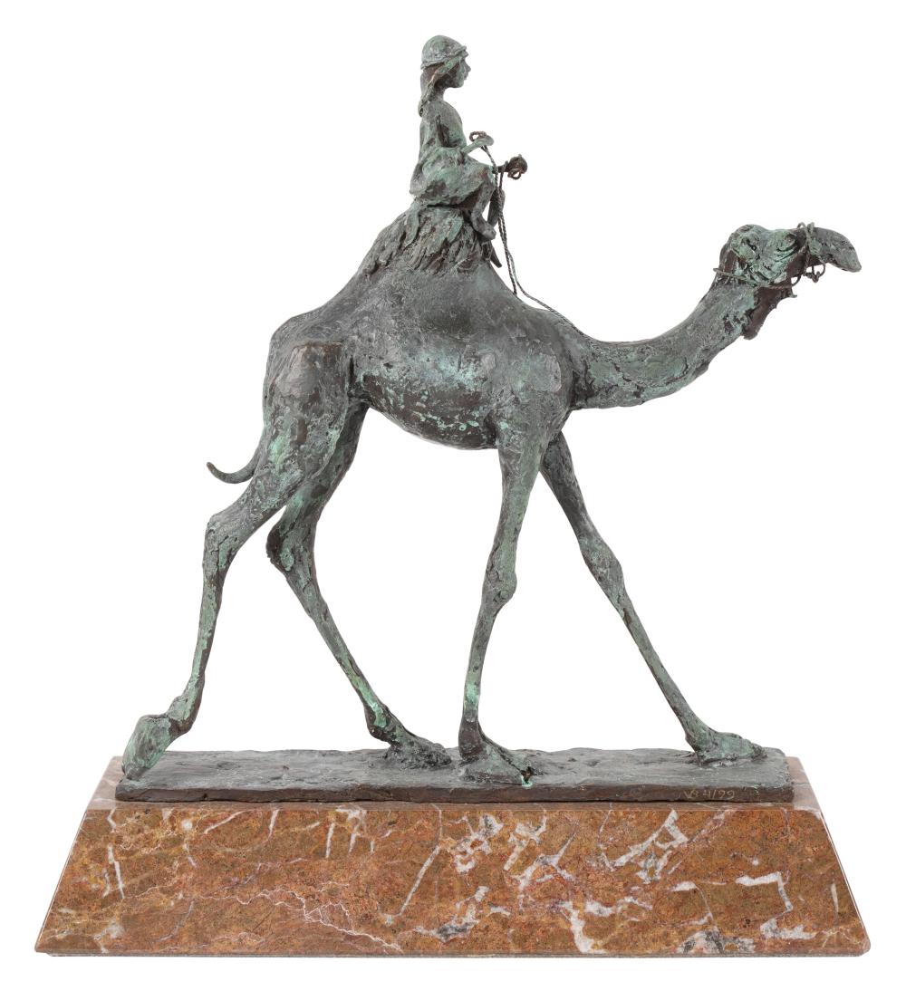 BRONZE FIGURE OF BOY ON CAMELmounted 303134